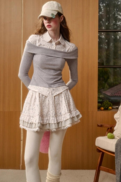 Milky Way Print Top and Skirt Set-Up