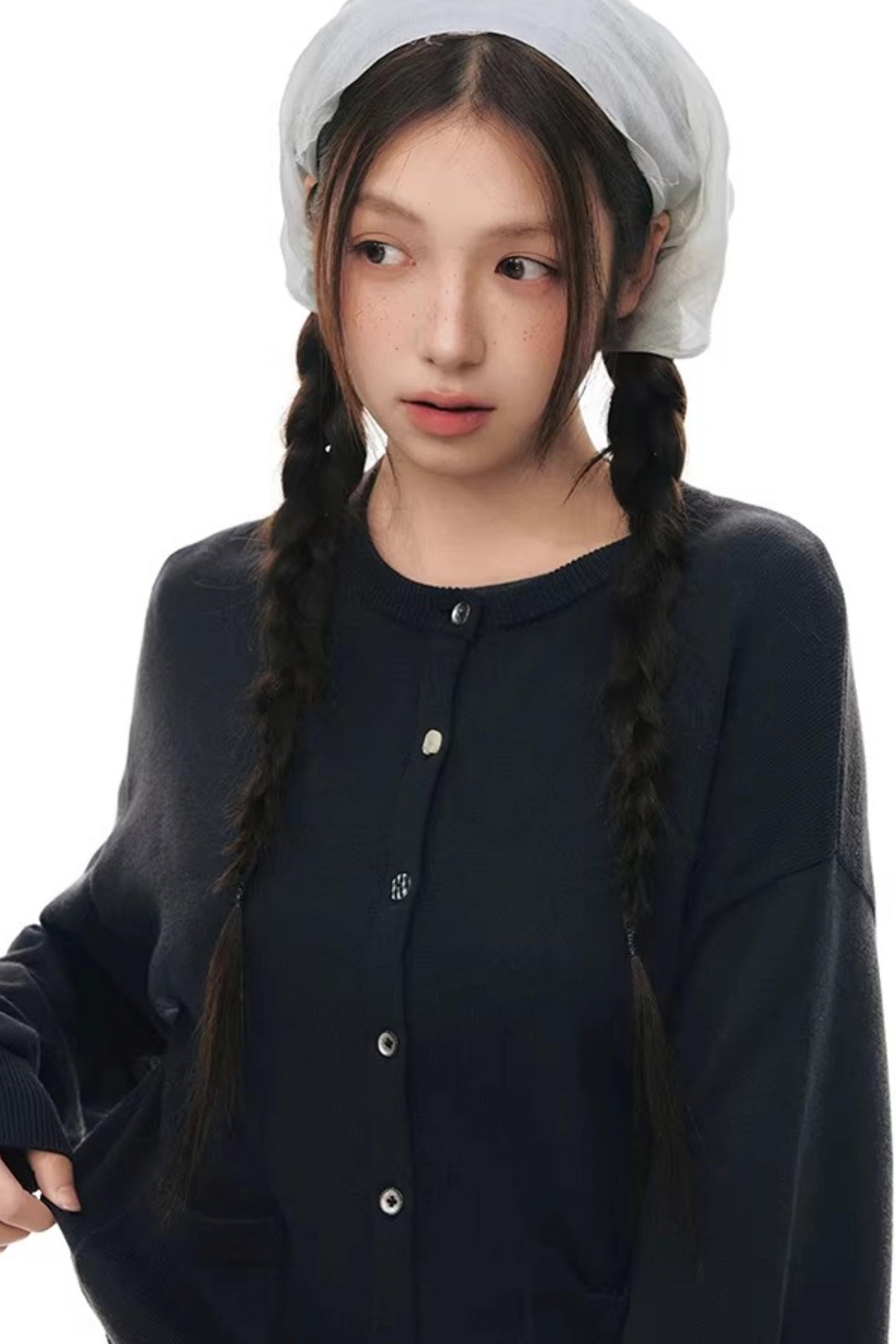 Elastic Knit Button Cardigan