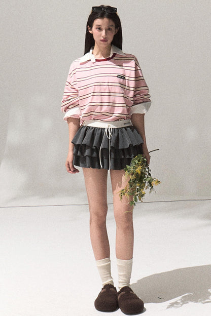 Contrasting Striped Cotton Top