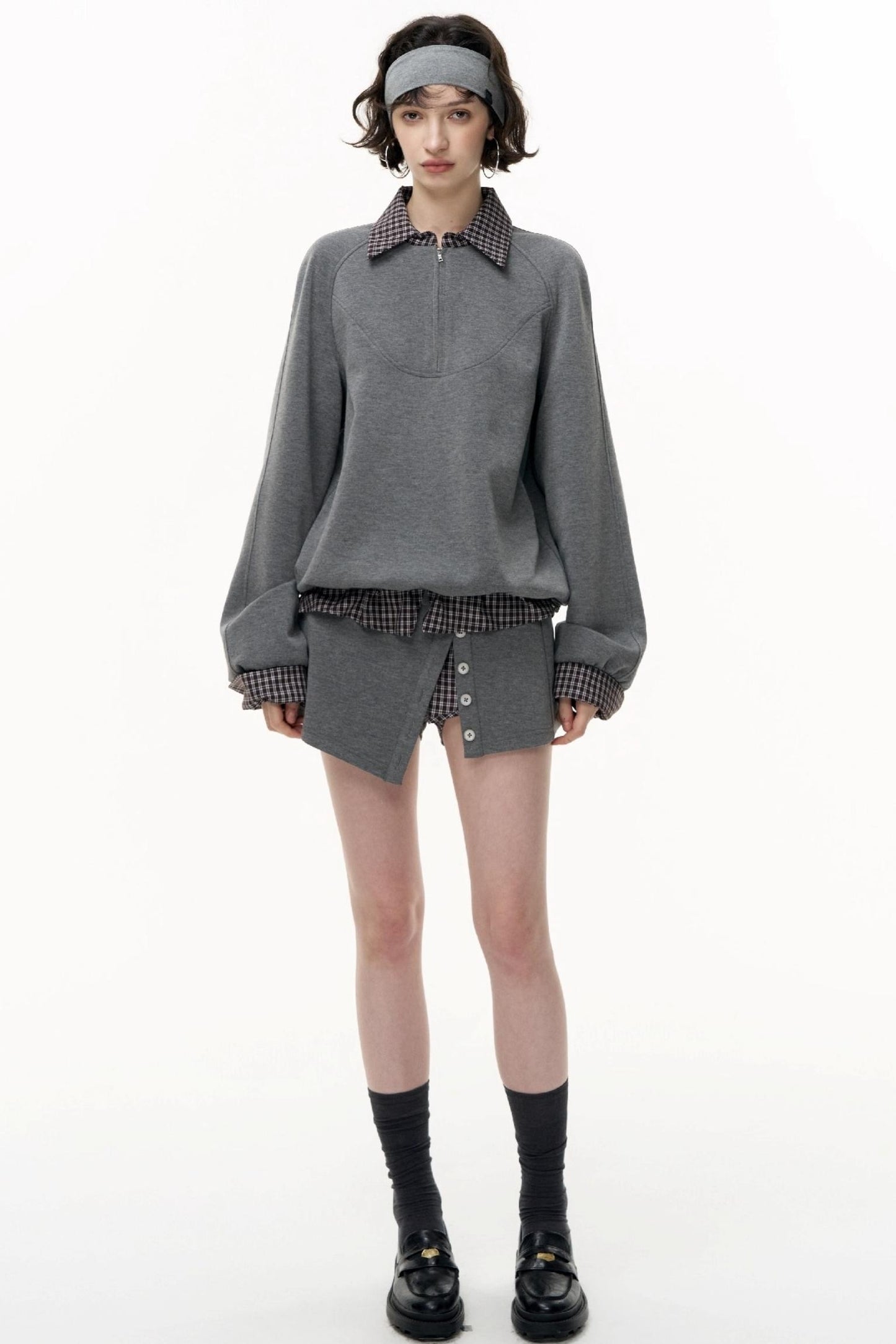 Patchwork Pullover Sweatshirt Set-Up