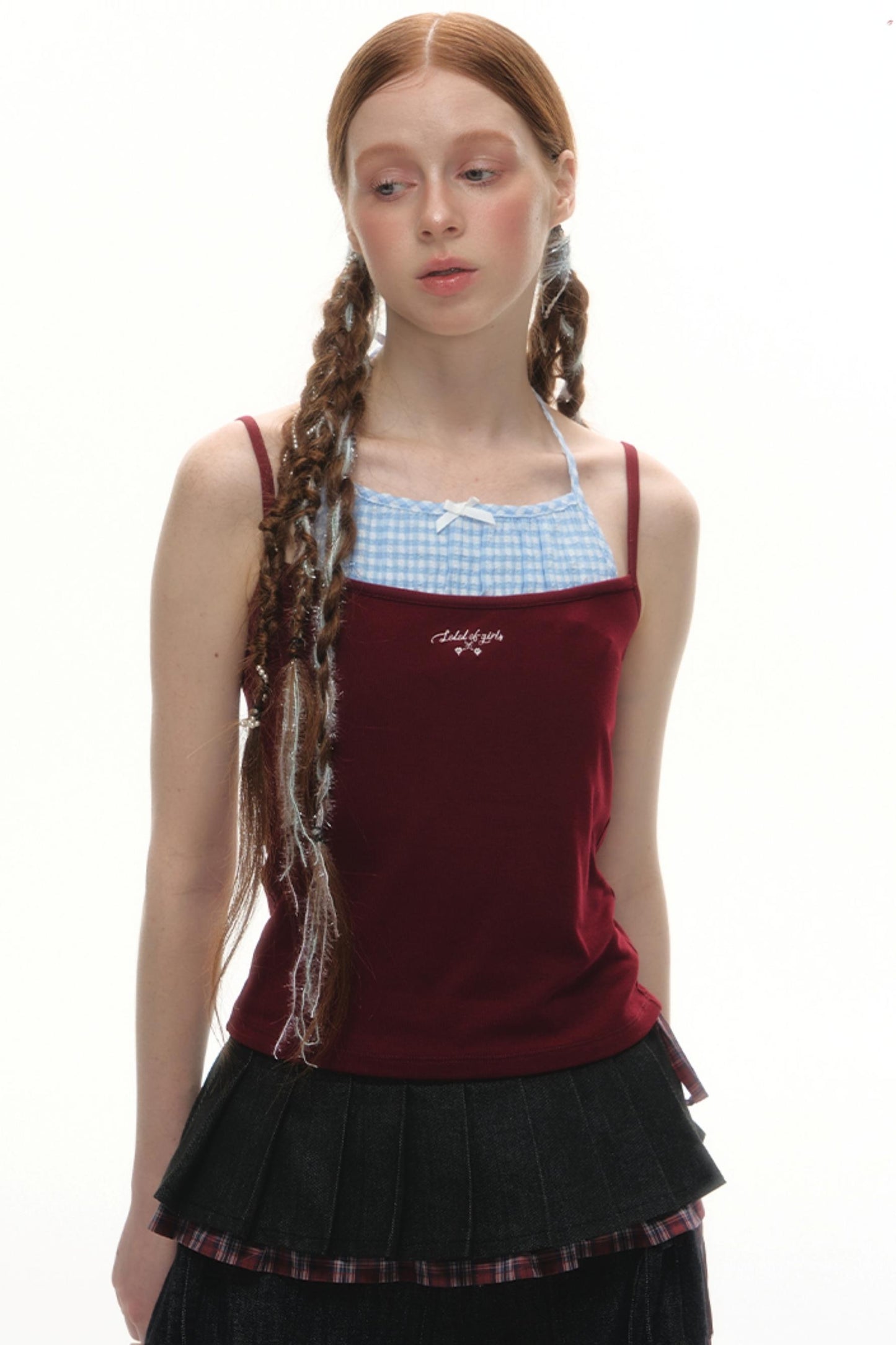 Faux Two-Strap Bow Tie Top