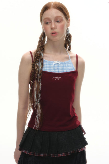 Faux Two-Strap Bow Tie Top