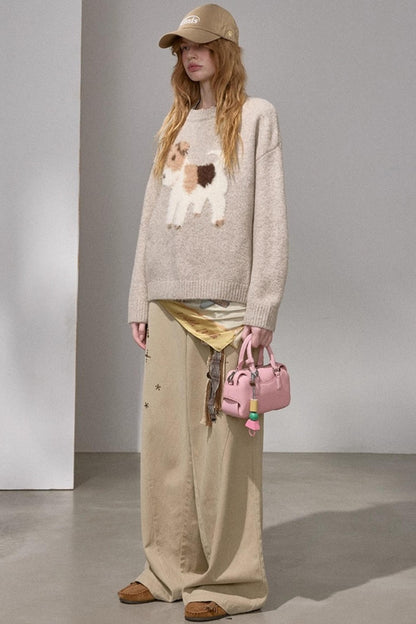 Puppy Jacquard Cloud Sweater