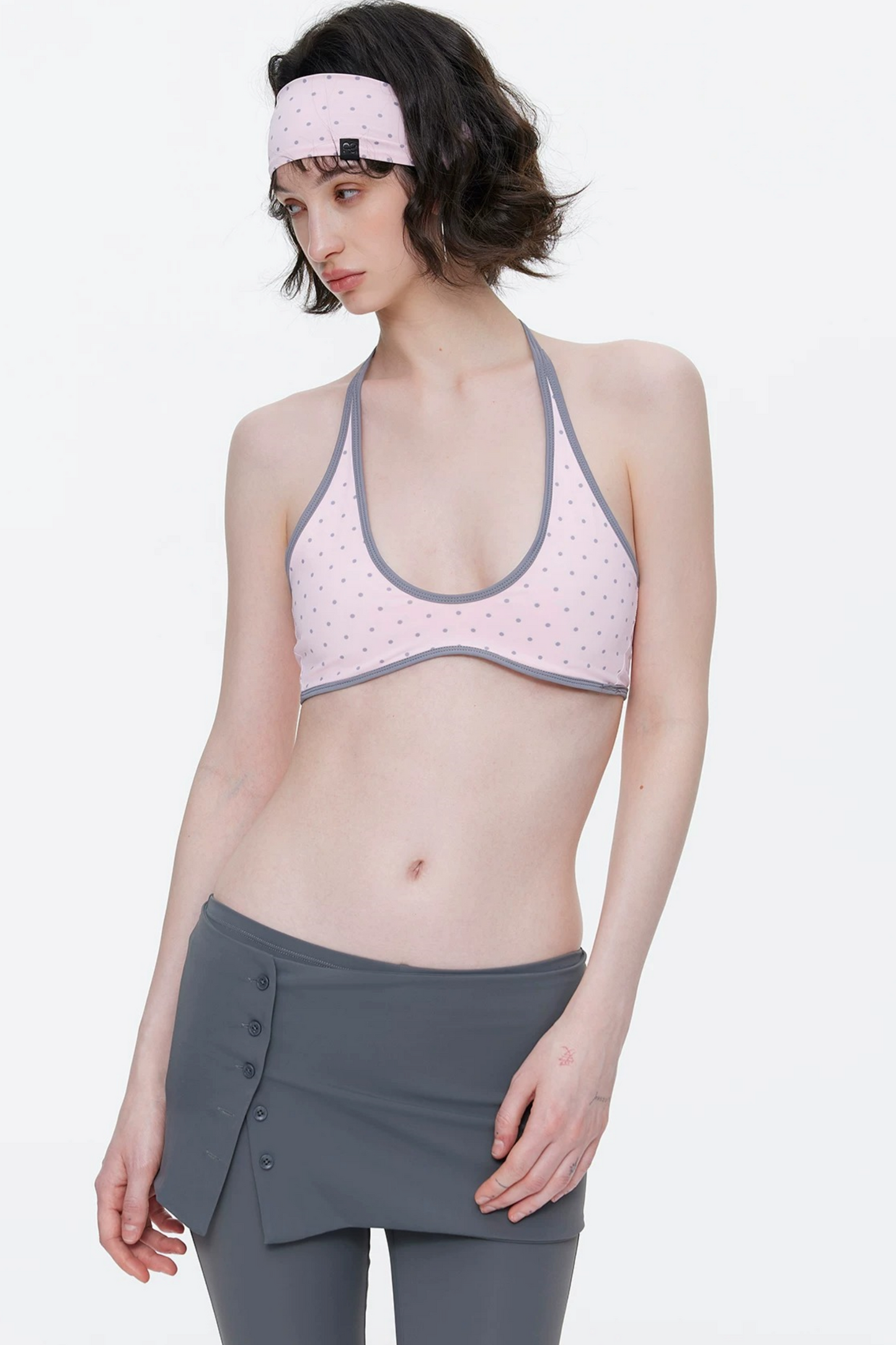 Lace-Up Striped Halter Bikini