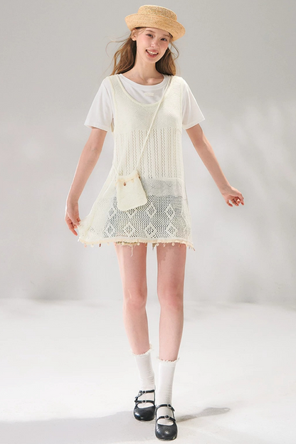 Shell Jacquard Knitted Vest Set