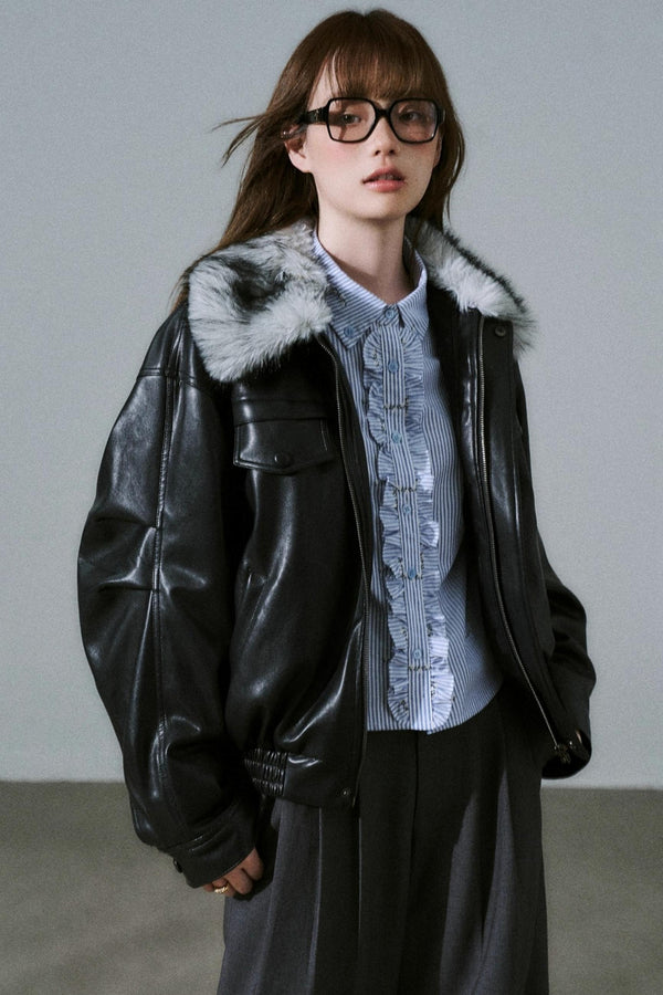 Lazy Silhouette Vintage Biker Jacket