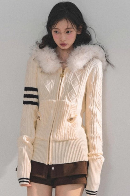 Winter Hooded Knit Sweater