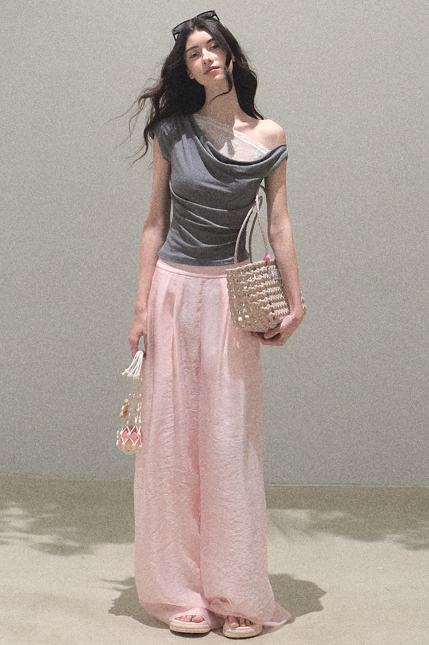 Iridescent Wide-Leg Trousers