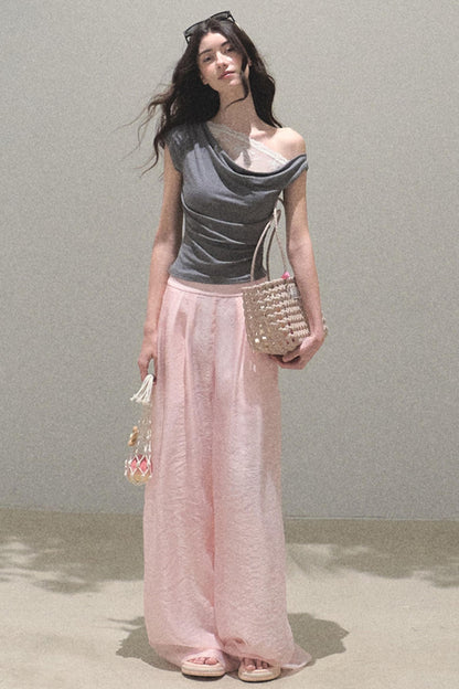 Iridescent Wide-Leg Trousers