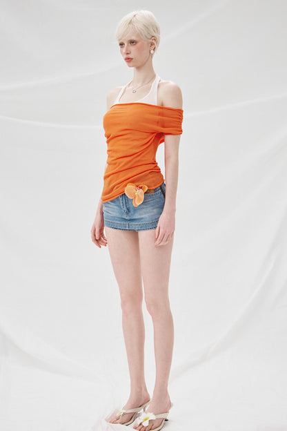 High-Waisted Denim A-Line Skirt