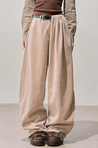 Fleece-Lined Wide-Leg Pants