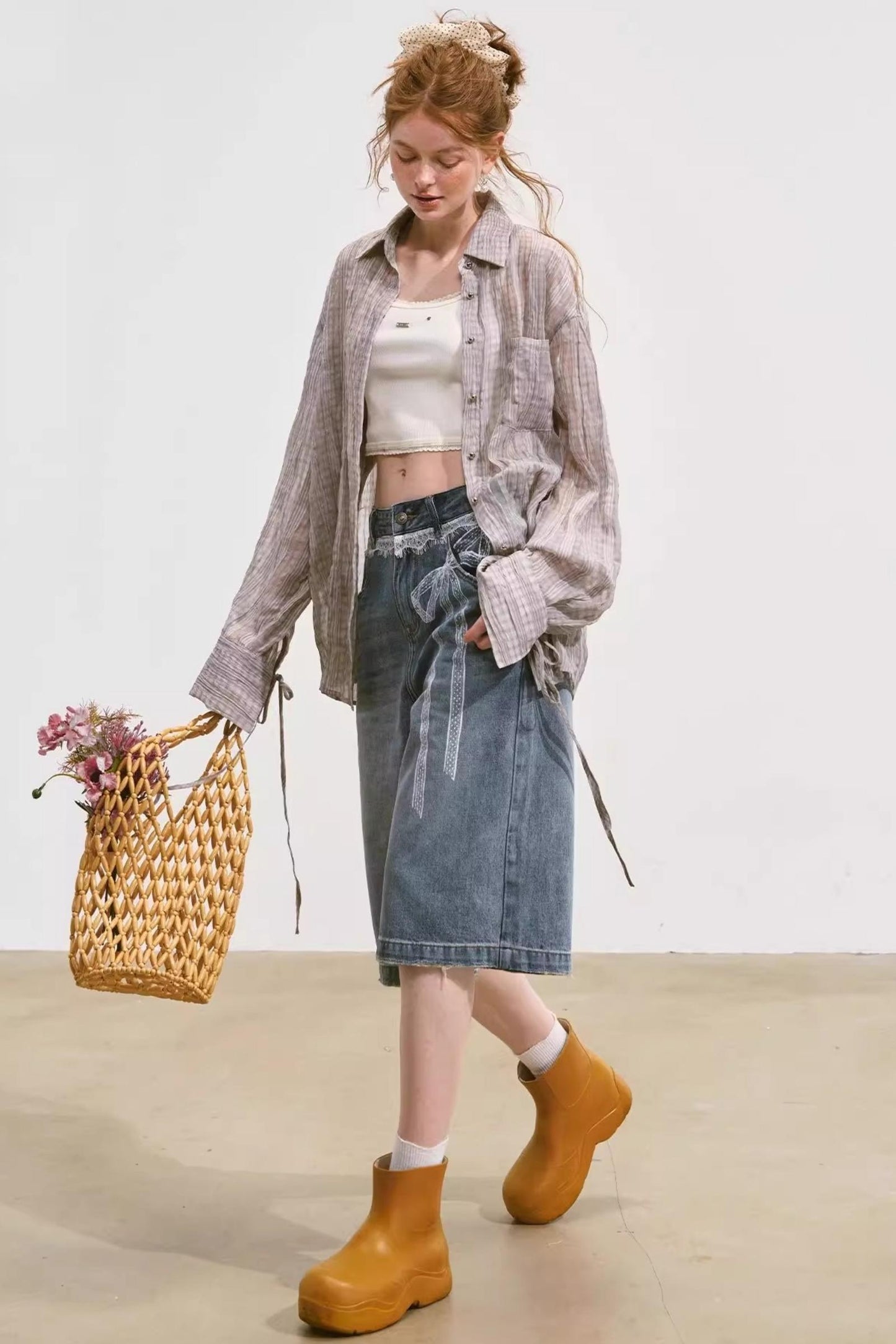 Plaid Mesh Summer Shirt Jacket