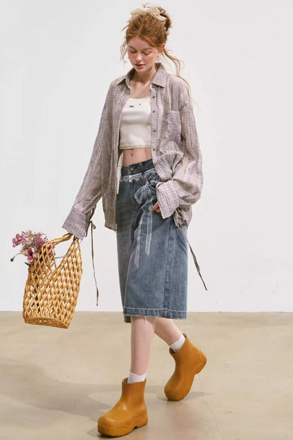 Plaid Mesh Summer Shirt Jacket