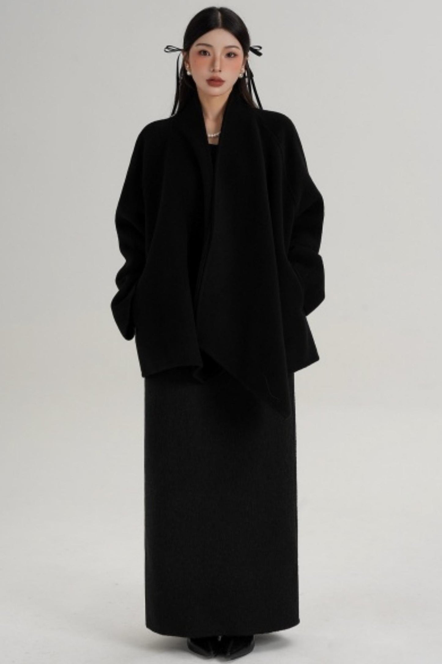 Elegant Lace-Up Woolen Coat