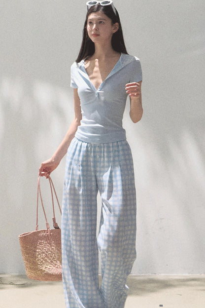 Wide-Leg Tencel Hemp Pants Set-Up