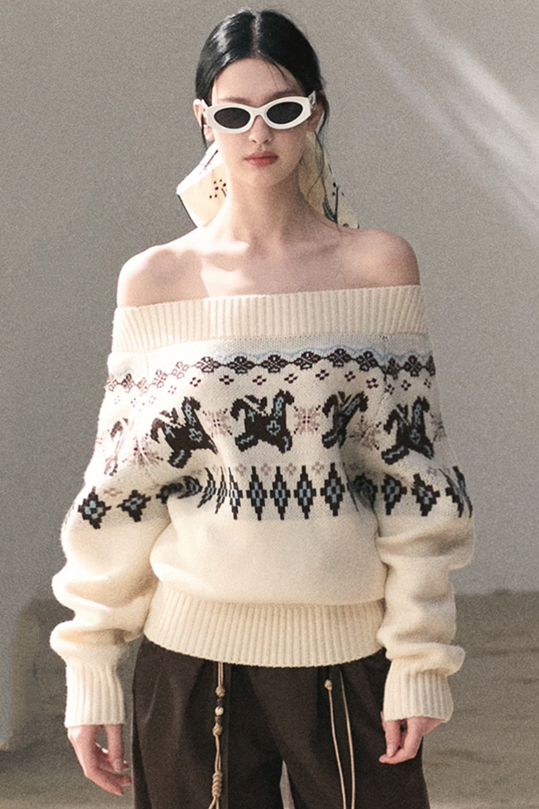 Sheep Wool Fair Isle Sweater