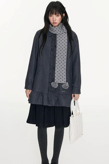 Polka Dot Wool Knit Scarf