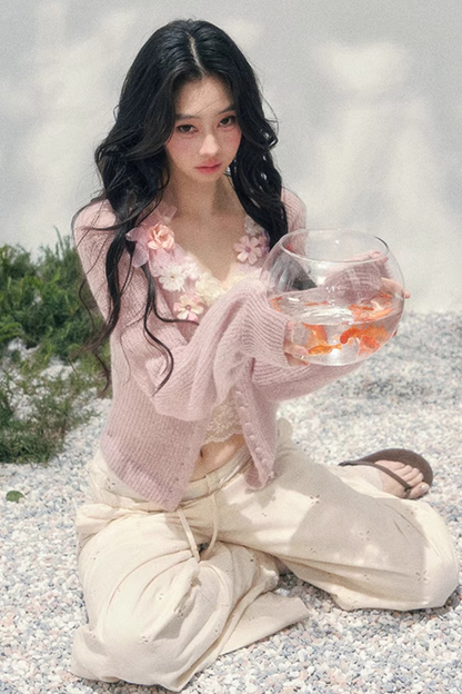 Spring Soft Breeze Floral Sweater Set-Up