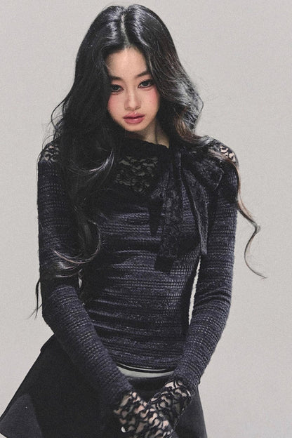 Black and White Lace Top