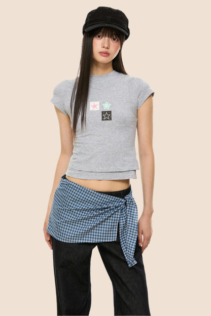 Slim Gray Square Crop Tee