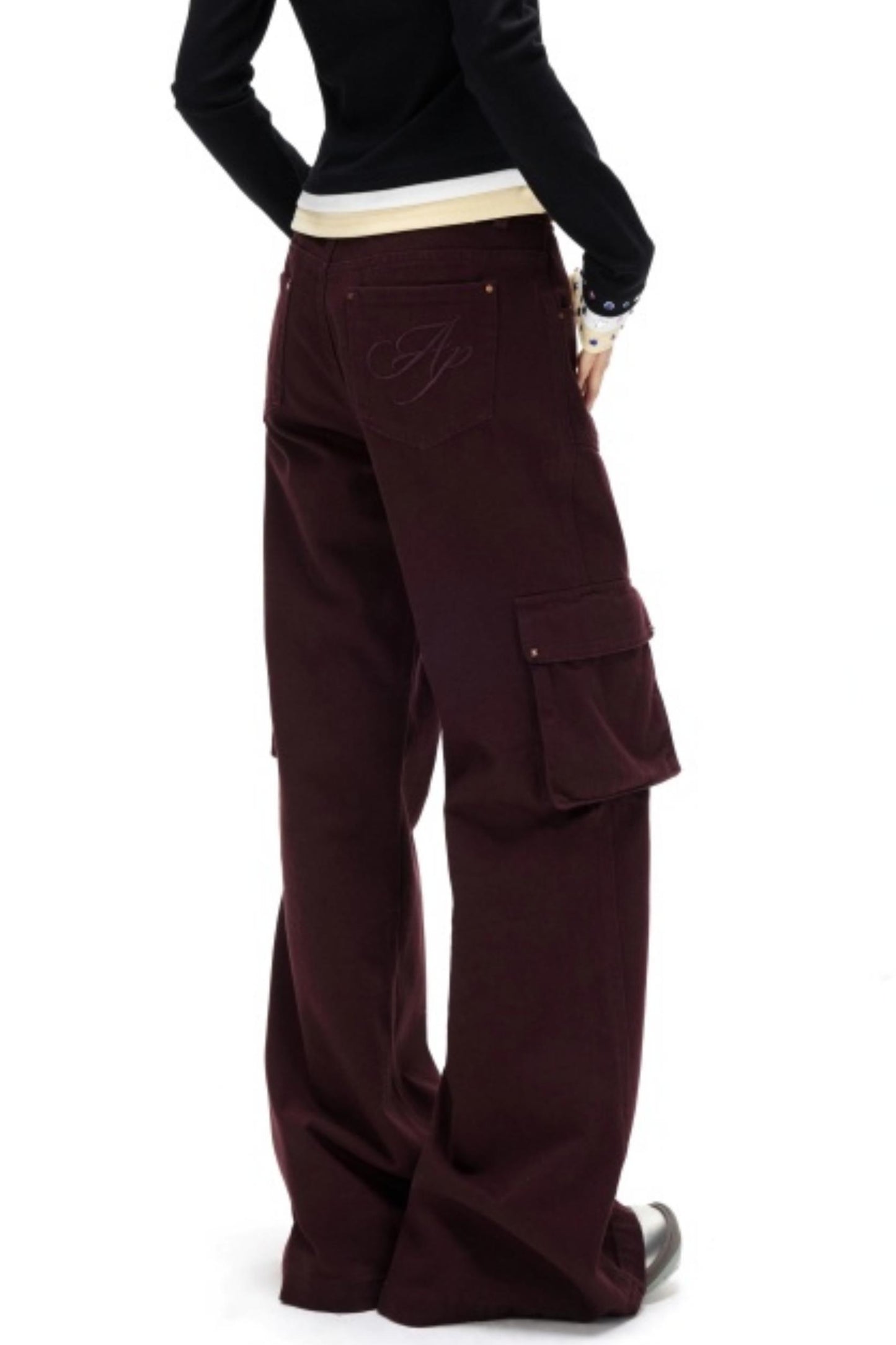 Retro Embroidered Rivet Pants