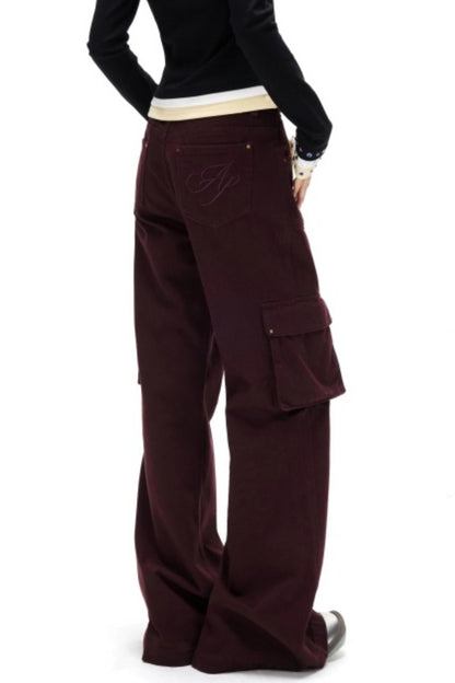 Retro Embroidered Rivet Pants