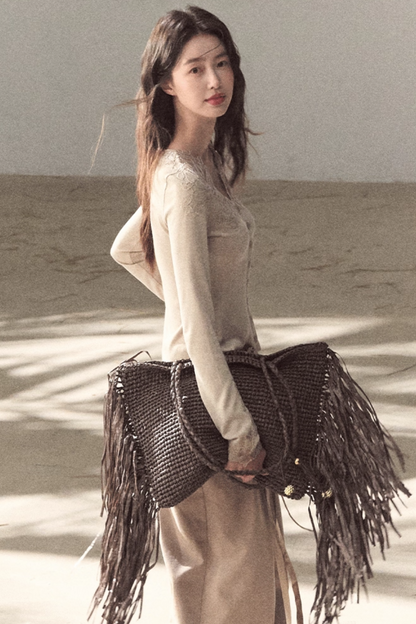 Lange Hose aus plissiertem Mikro-Samt