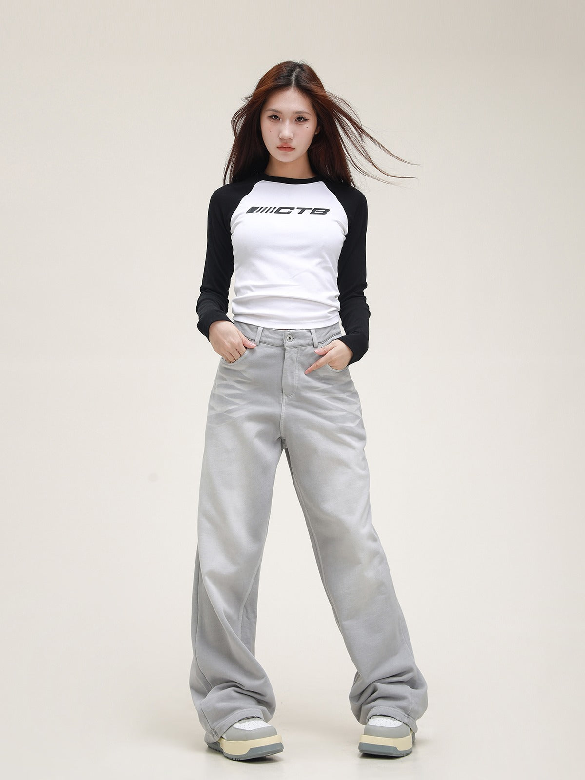 American retro imitation denim hip-hop sweatpants