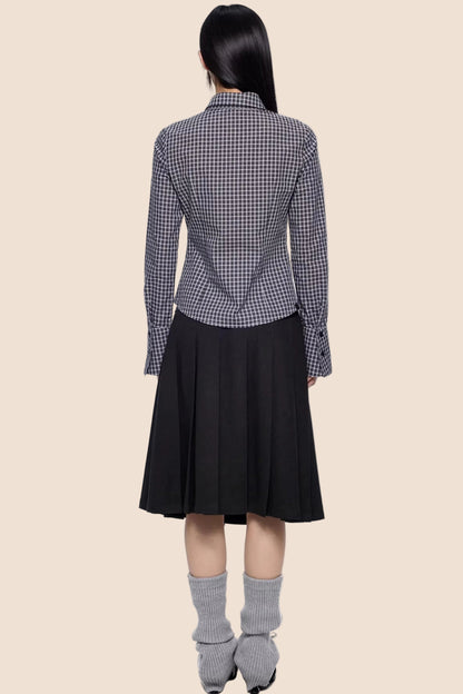 Plaid Retro Lace-Up Shirt