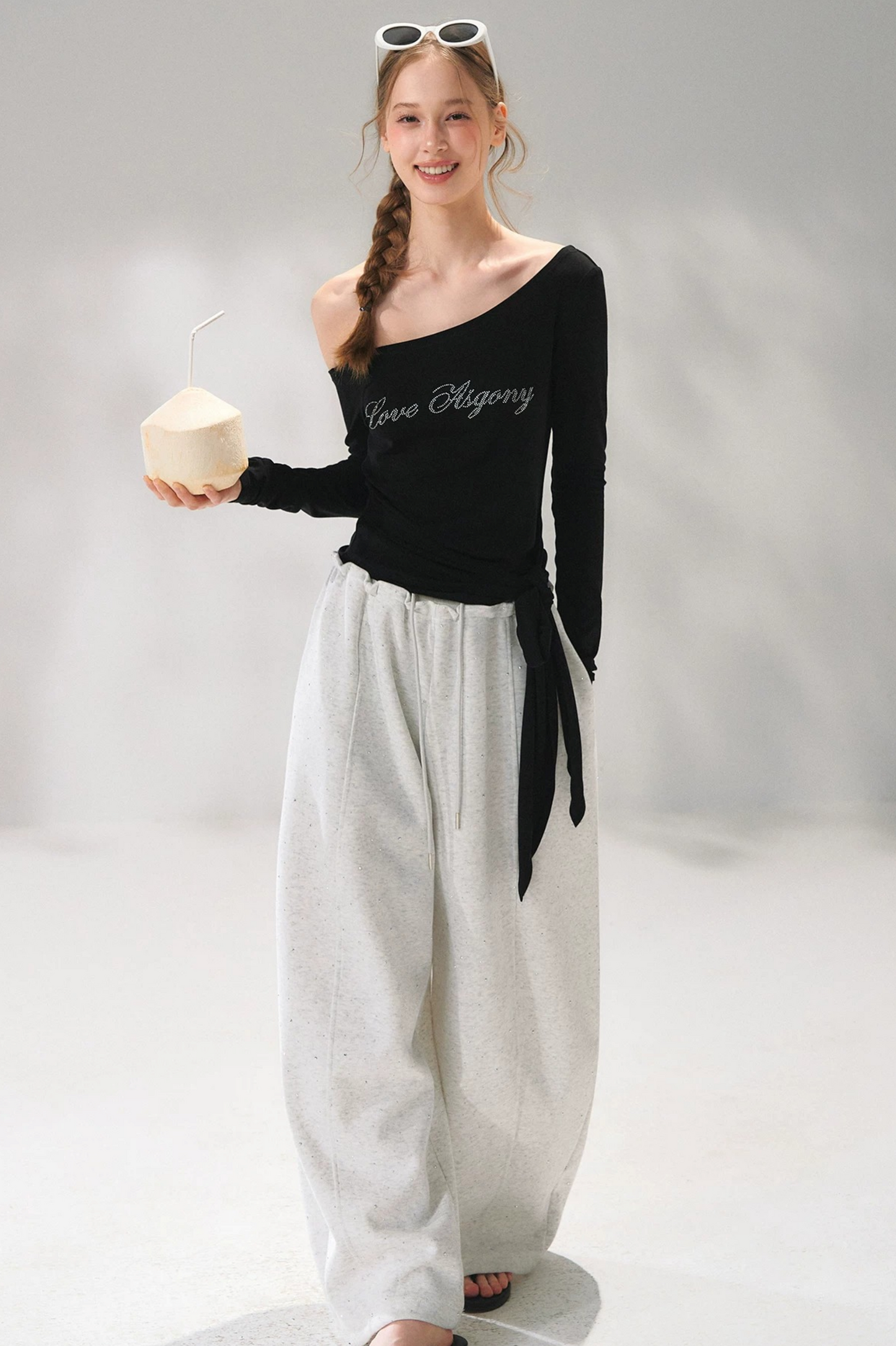 Rhinestone Embellished One-Shoulder Top