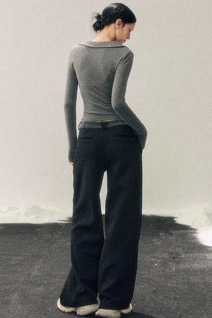 Fleece-Lined Wide-Leg Pants