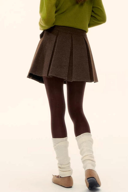 Retro Coffee Woolen Coat Set-Up