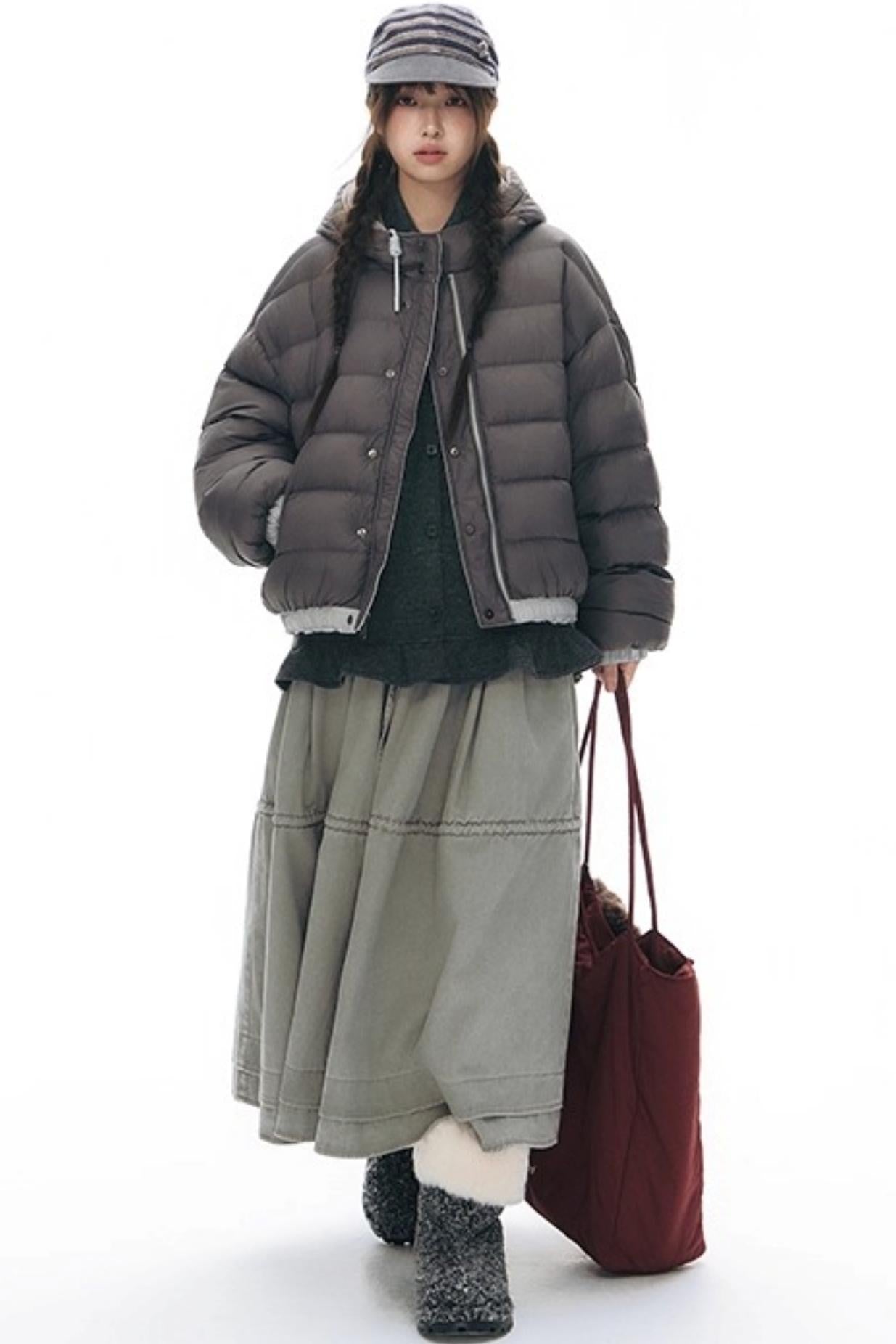 Elastic Cotton Dimensional Skirt