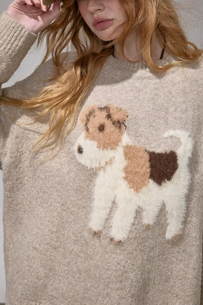 Puppy Jacquard Cloud Sweater