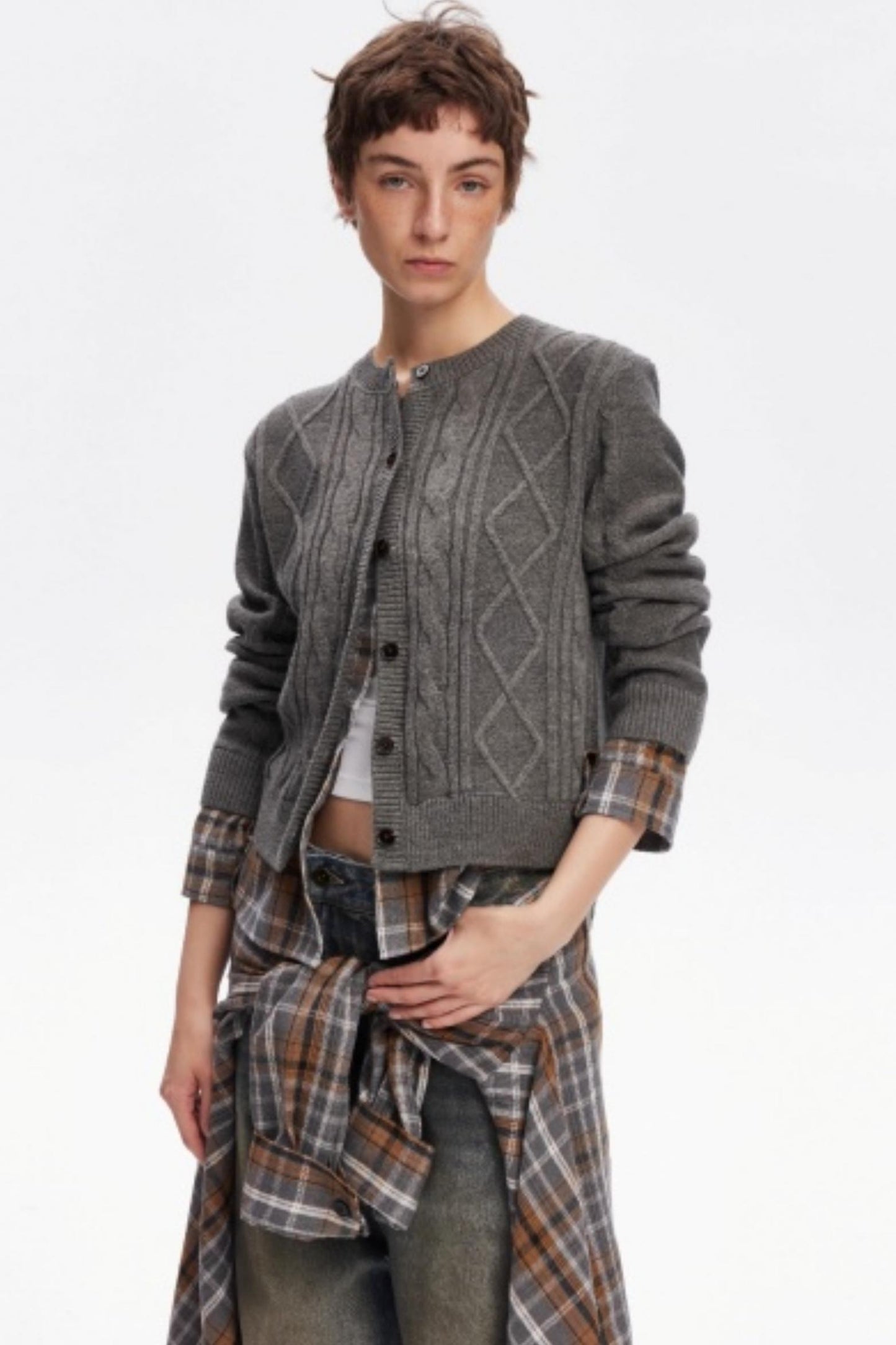 Wool Twist Cardigan Sweater Set-Up