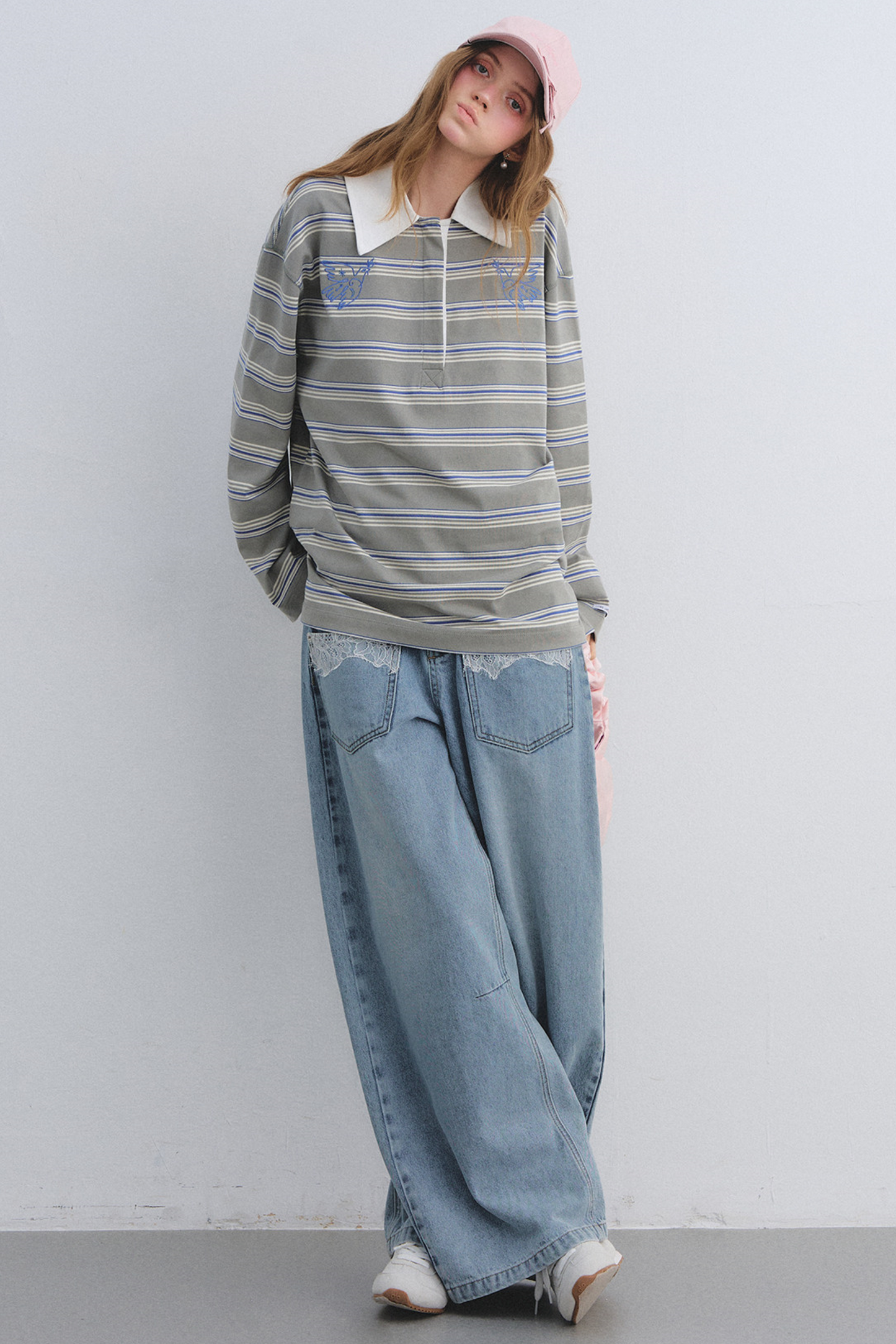 American Patchwork Striped Polo Blouse