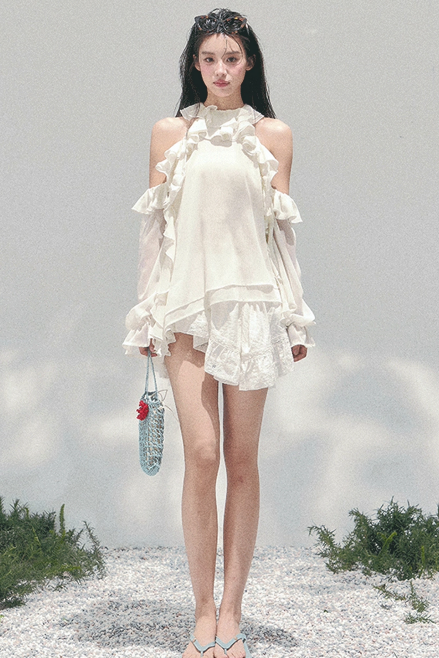 Ruffled Edge Off-Shoulder Top