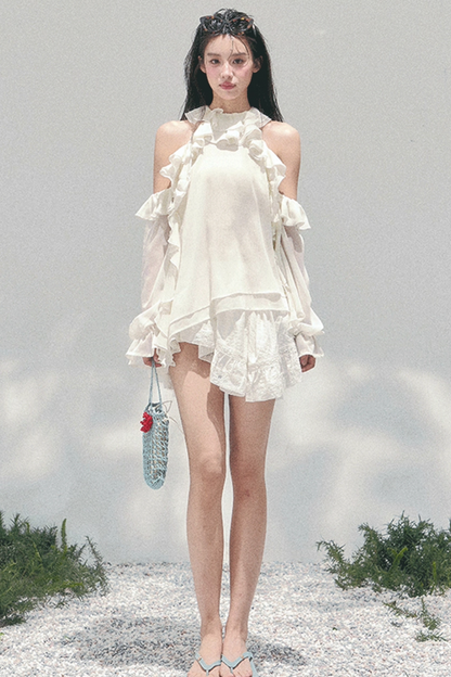 Ruffled Edge Off-Shoulder Top