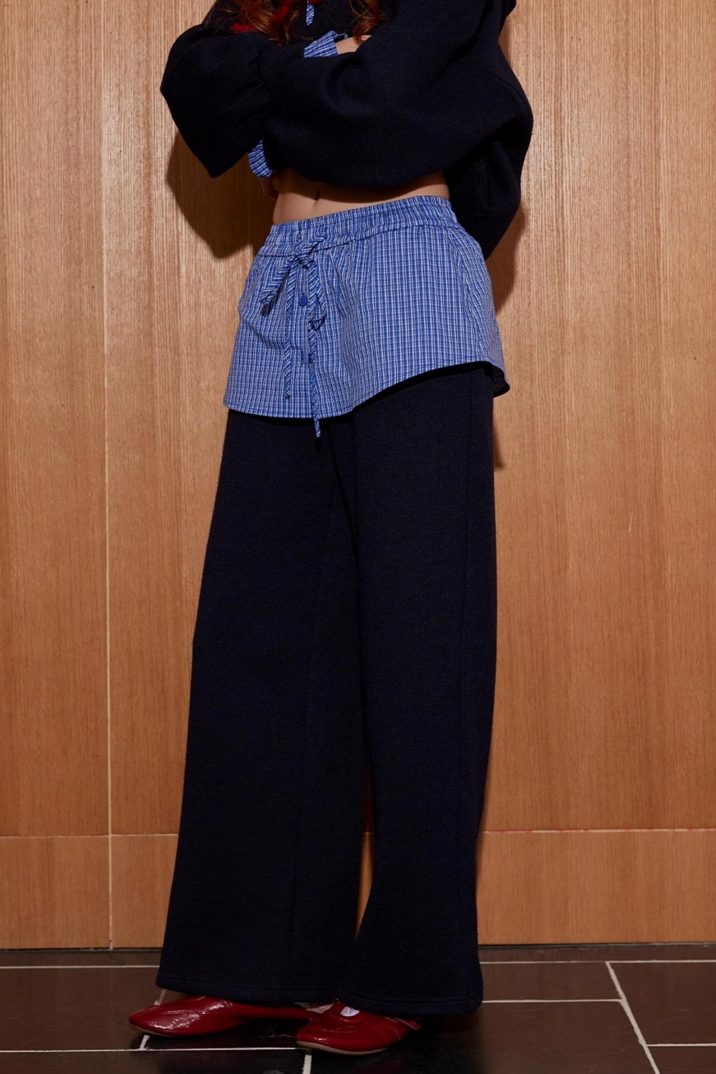 Plaid Mini Skirt Top With pants Set-Up