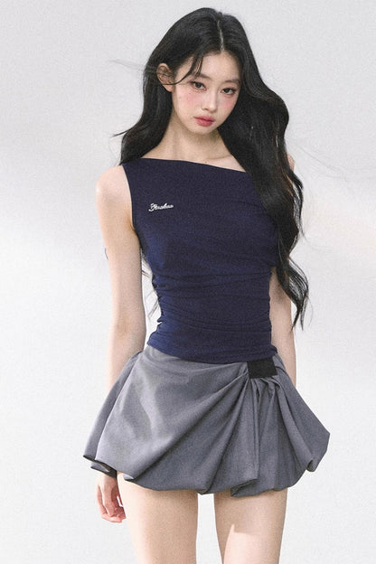 Shoulder-Baring Slim Crop T-Shirt