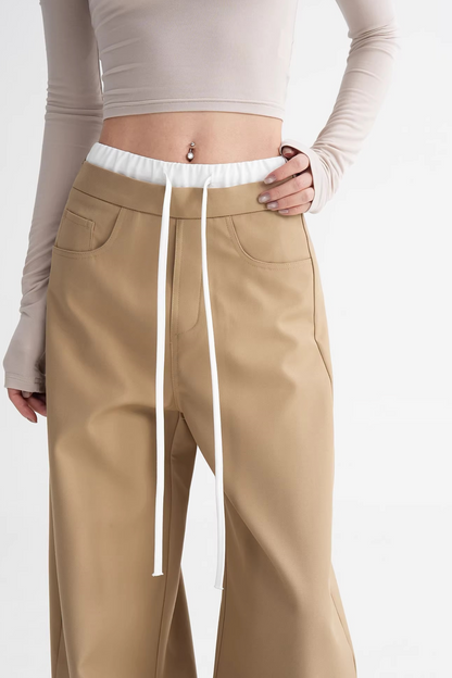 Elegant Color-Blocking Wide-Leg Pants