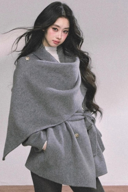 Winter Plaid Wool Coat