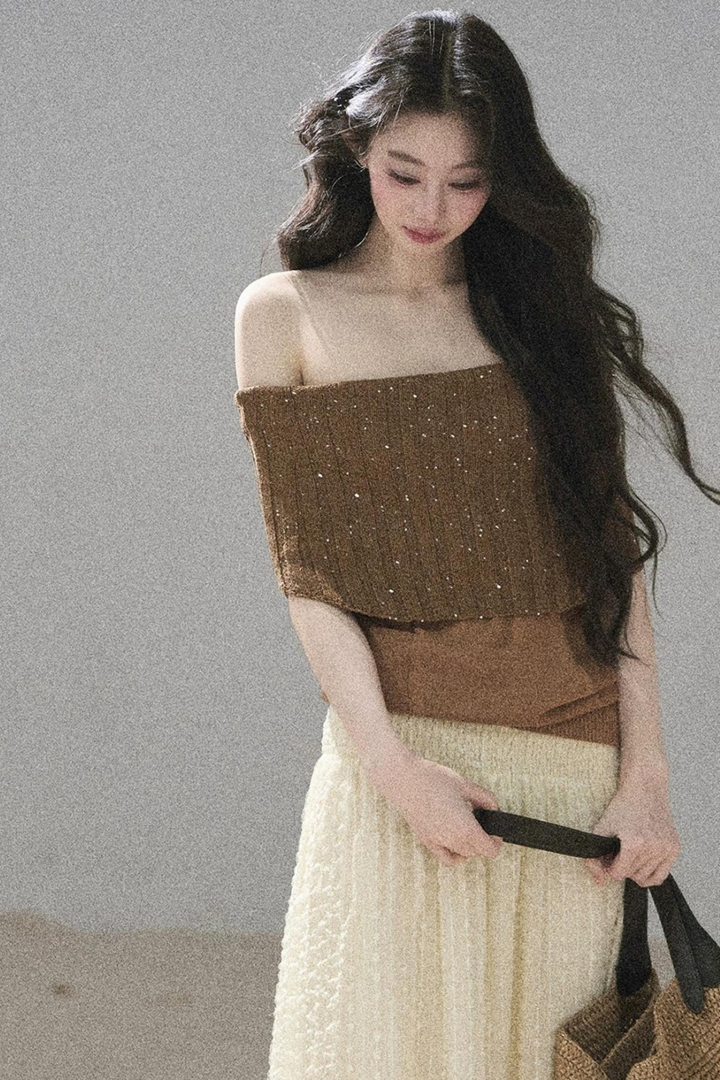 Youthful Off-Shoulder Knit Top