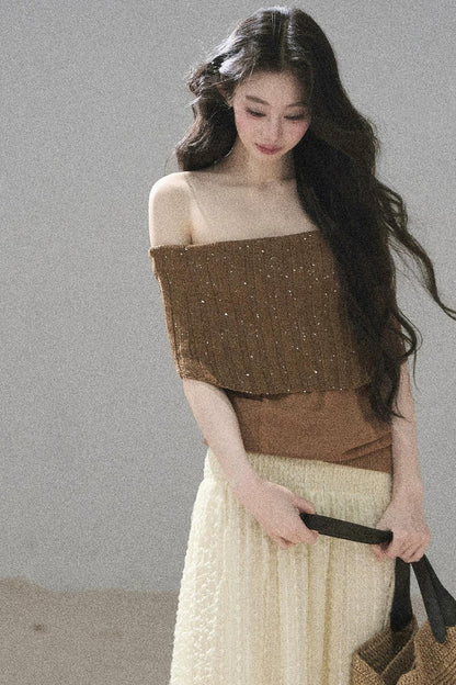 Youthful Off-Shoulder Knit Top