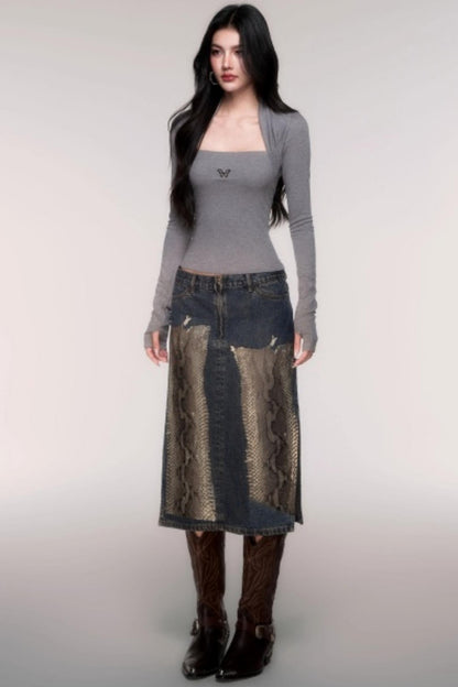 Slimming Fake Two Sleeve Knit Top