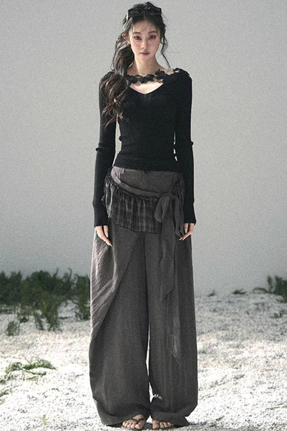 Lace-Trimmed Knitted Top