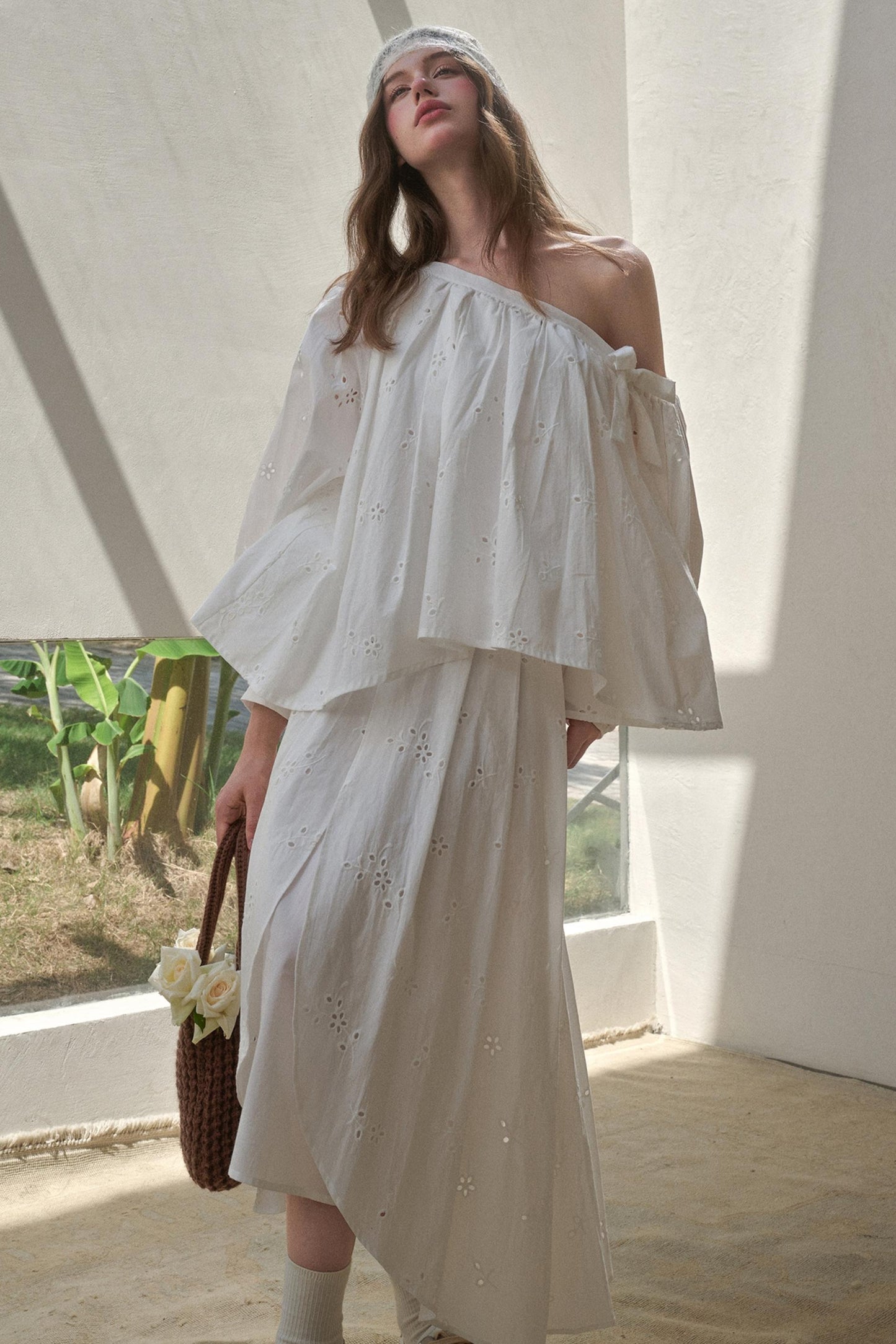 Embroidered Flower Elegant Skirt Set-Up