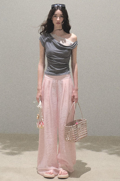 Iridescent Wide-Leg Trousers