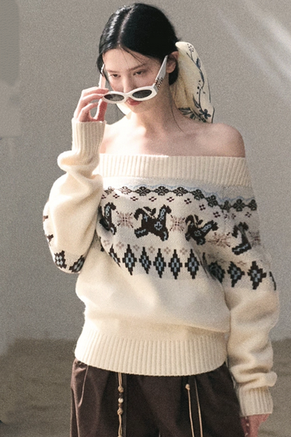 Sheep Wool Fair Isle Sweater