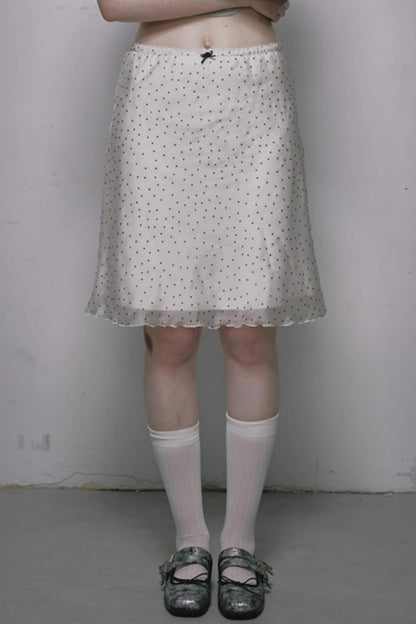 French Polka Dot A-Line Chiffon Skirt